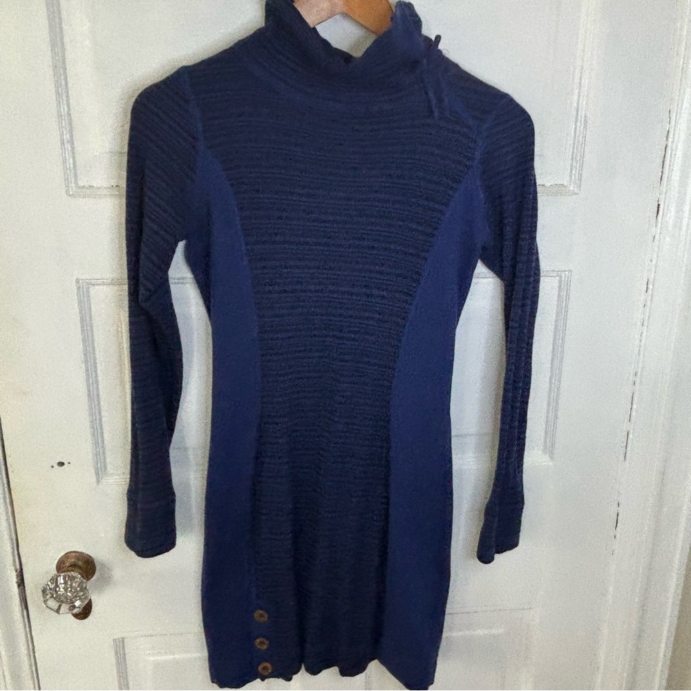 Prana Navy Ribbed Kelland Long-Sleeve Sweater Dress
